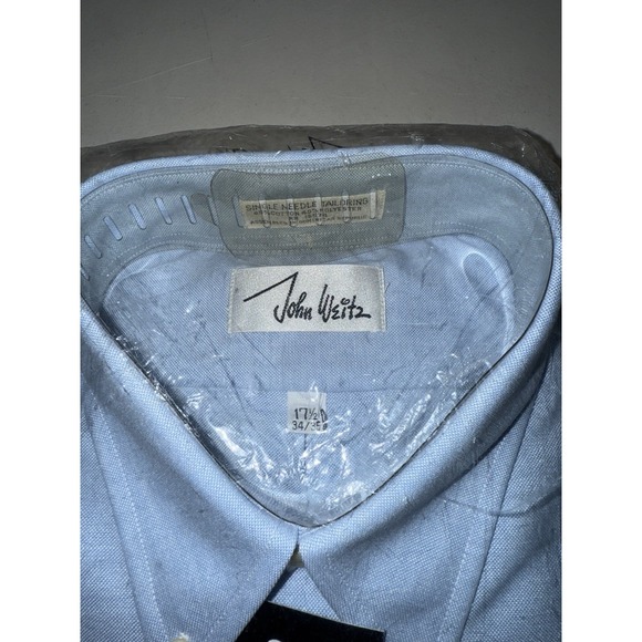 John Weitz‎ Men's 17 34/35 Blue Long Sleeve Dress Shirt Single Needle Tailoring - Picture 2 of 4
